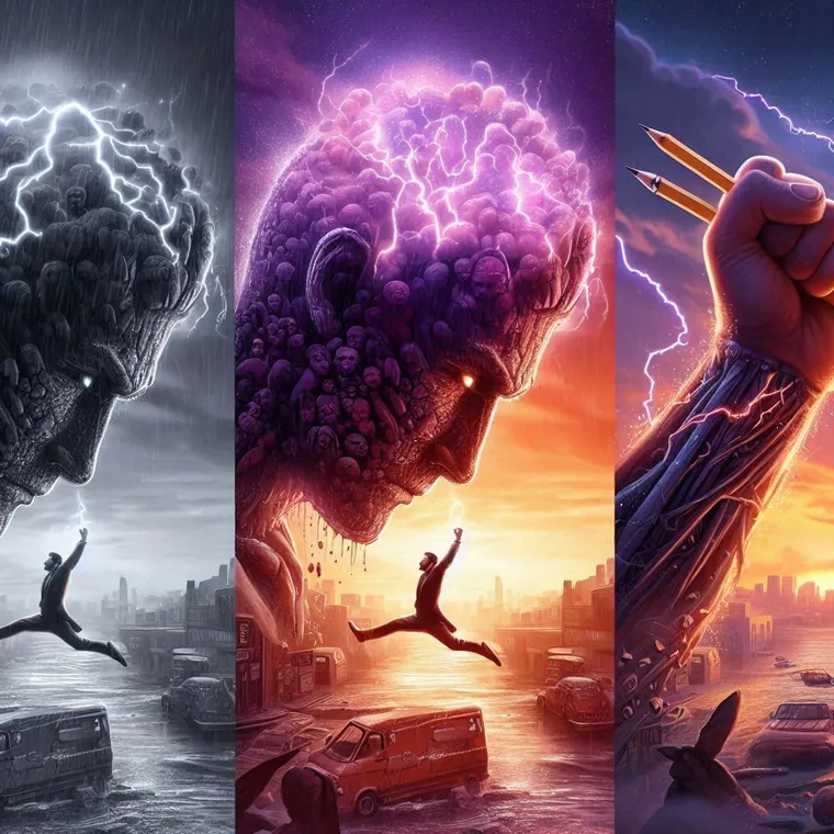 Channel banner variation — storm and lightning figure