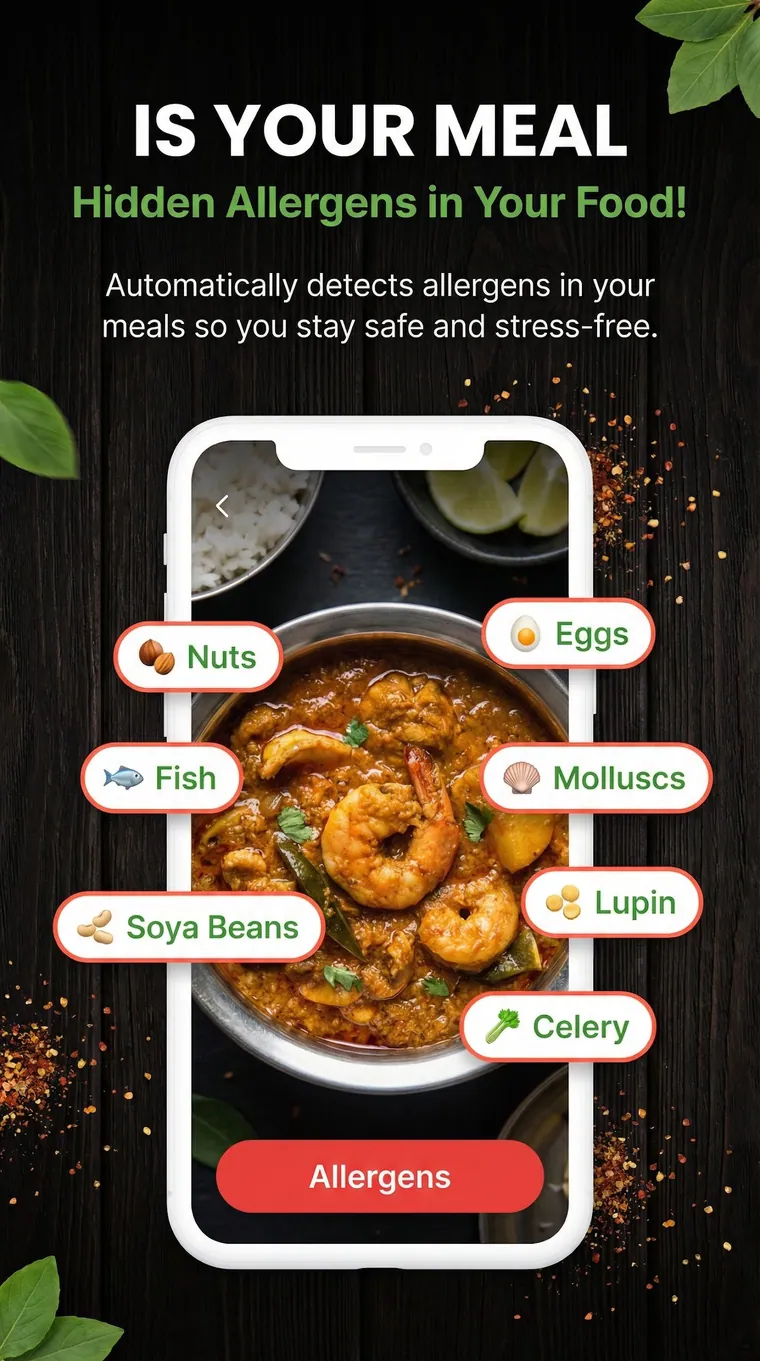 App screen promo showing allergen detection
