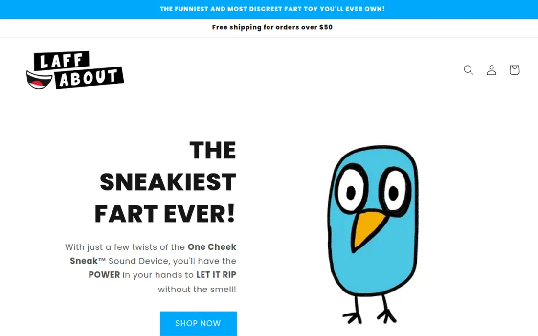 LaffAbout single product landing page