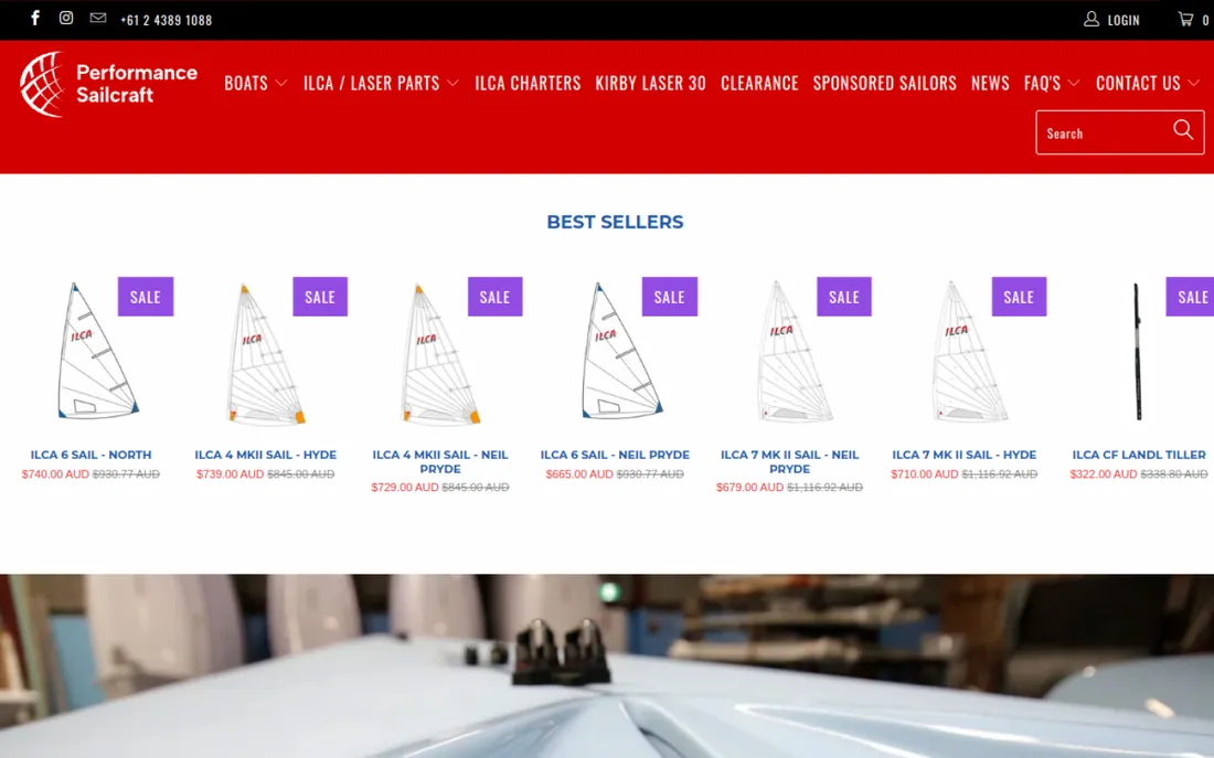 Performance Sailcraft Australia Shopify storefront