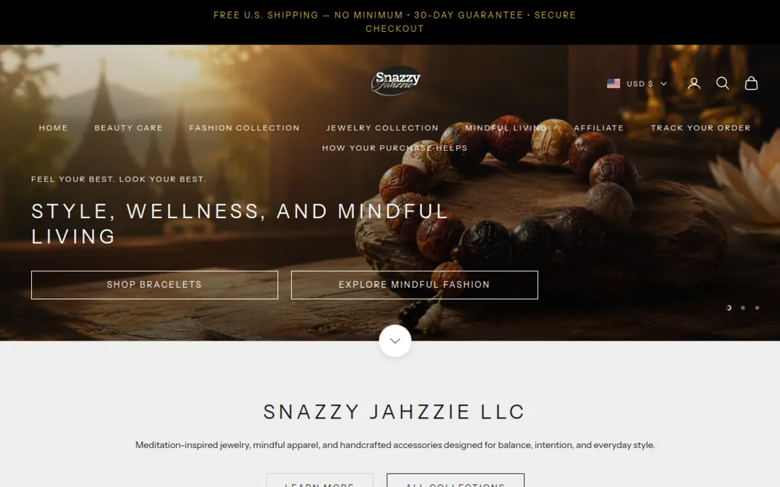 Snazzy Jahzzie jewellery and apparel storefront